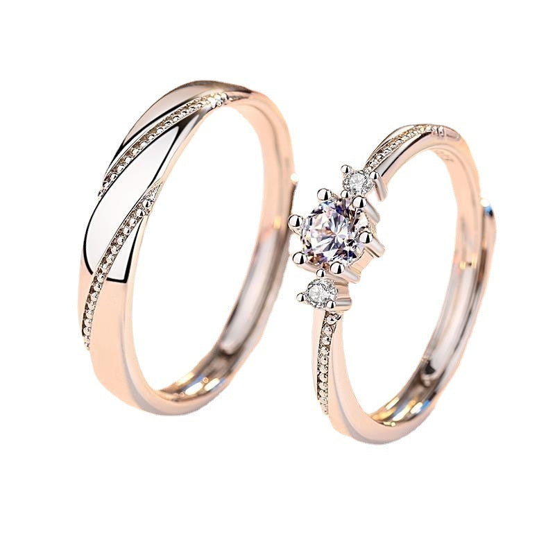 Sterling Silver Jewelry Couple Ring Female Wedding Ring Pair Ring - DropOnline.co