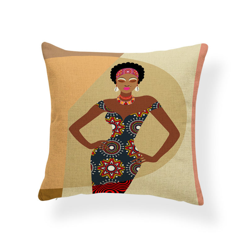 Printed cotton and linen cushion cover - DropOnline.co