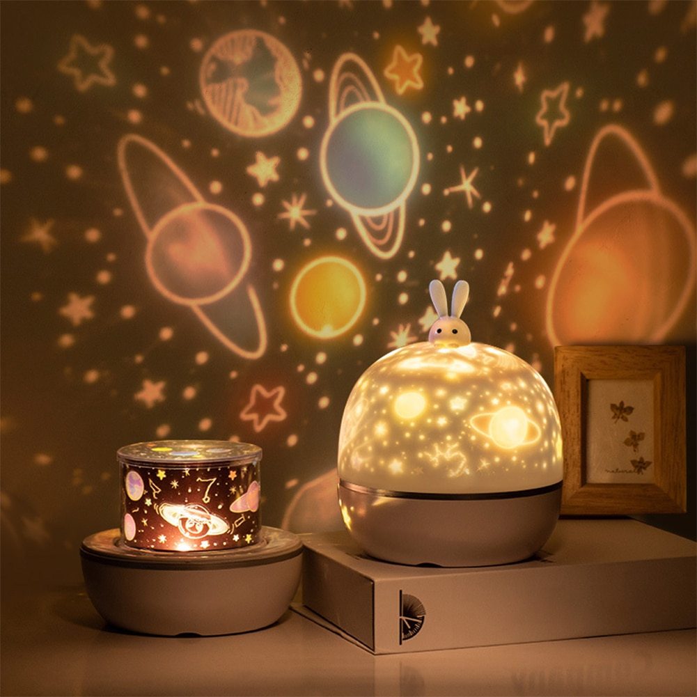 Star Moon Starry Sky Projector LED Night Light for Children Bedroom Decor Remote Control Rotating Baby Flashing Projection Lamp - DropOnline.co
