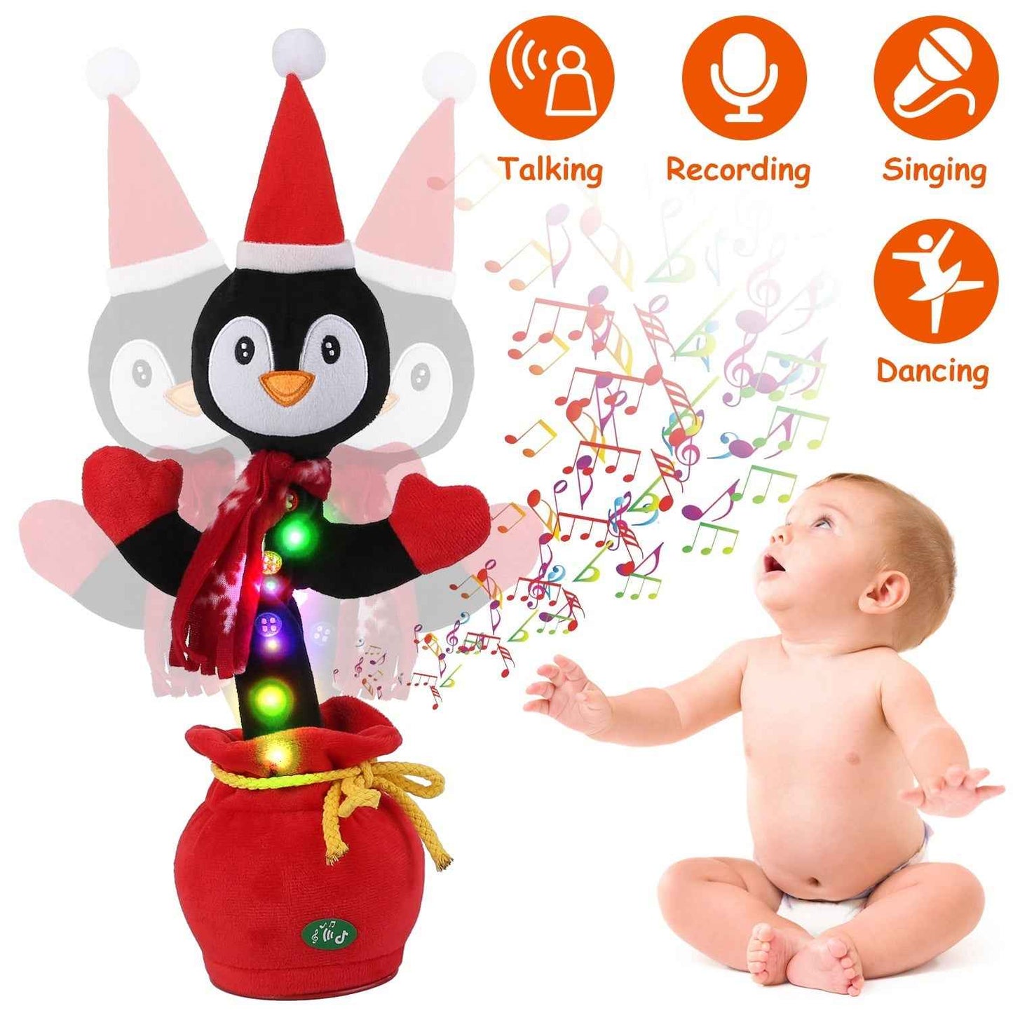 Penguin/Elk Kid Electric Dance Toy - Interactive Sing Song Light Up Plush - DropOnline.co