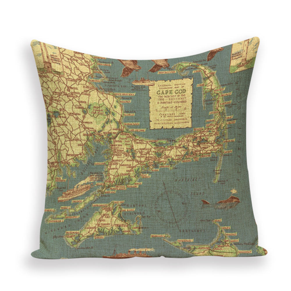 New Retro Toss Pillow Case European World Map Cushion Cover Seat Sofa Covers Morocco Linen House Home Decor Throw Pillows Cases - DropOnline.co