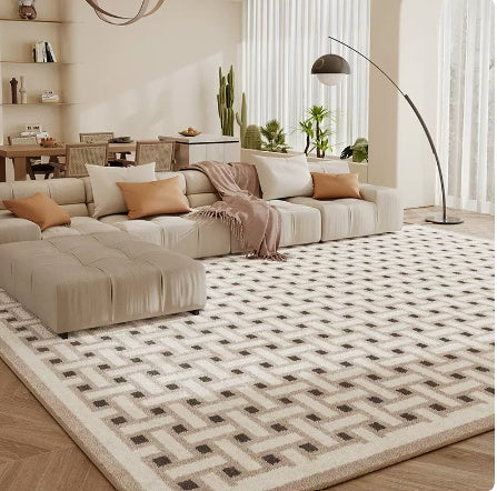 Living Room Carpet Checkerboard Bedroom Floor Cushion Sofa Coffee Table Blanket Dirt Resistant - DropOnline.co