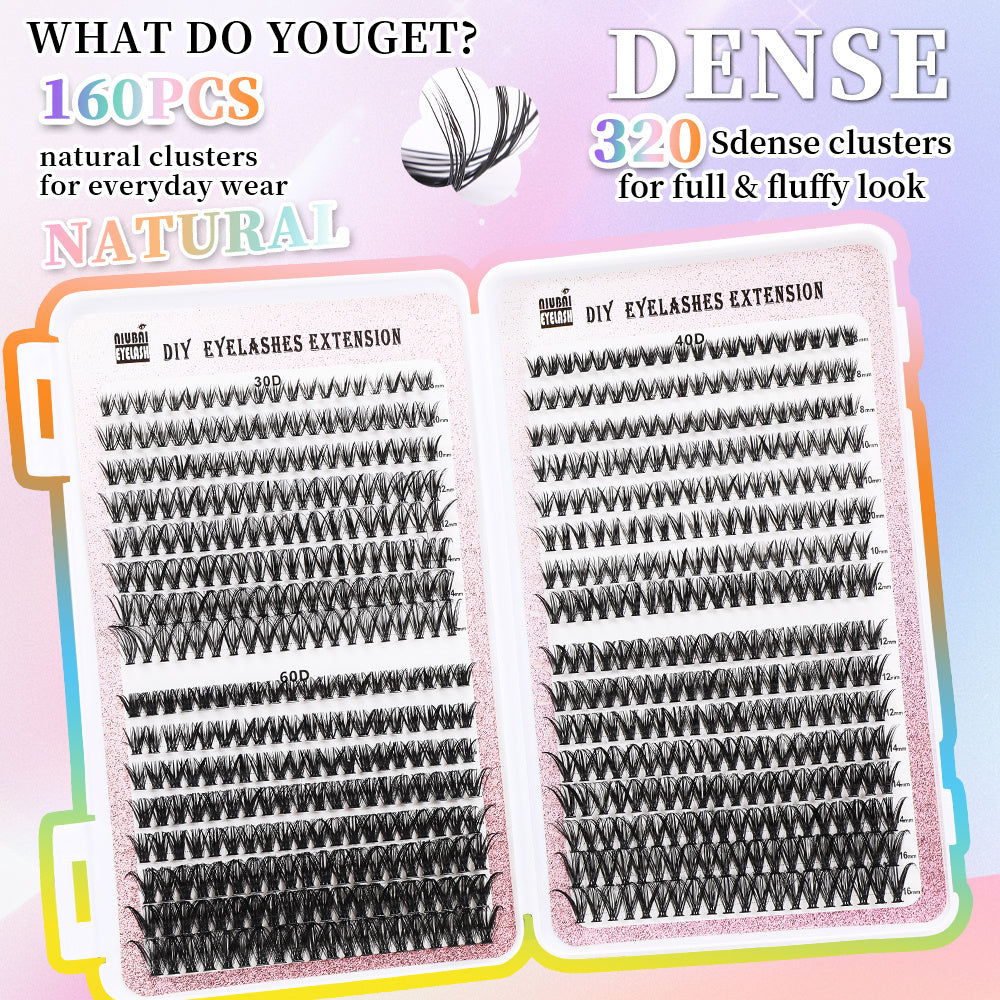 32 Rows Of Eyelashes Book Cluster 640 Segmented Lashes Set - DropOnline.co