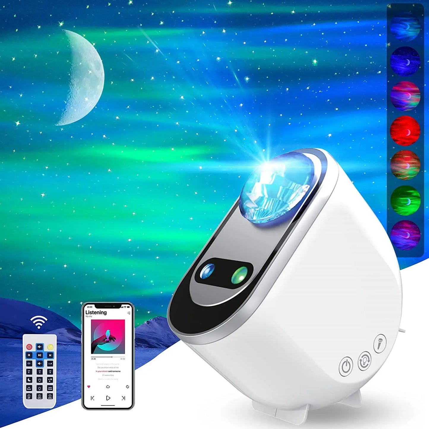 Aurora Borealis Starlight Projectors LED Galaxy Star Atmosphere Galaxy Night Light Home Bedroom Sky Moon Lamp Room Decor Gift - DropOnline.co