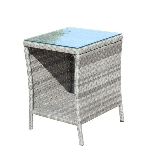 Outdoor Patio Furniture 1 Coffee Table With Clear Tempered Glass - DropOnline.co