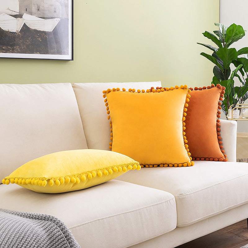 Fur ball velvet sofa cushion pillowcase - DropOnline.co