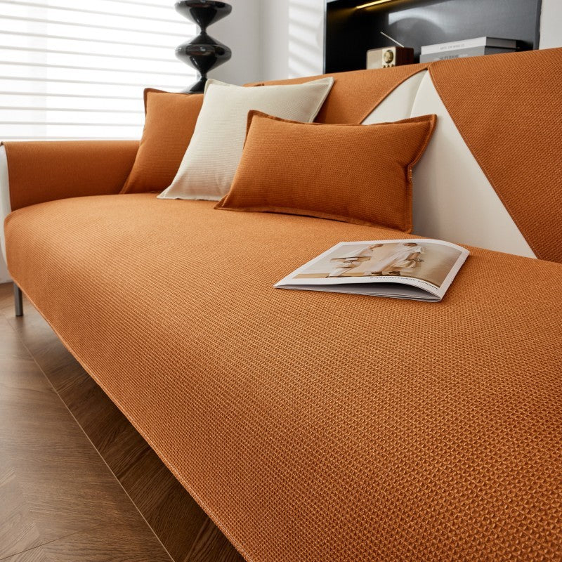 Waffle Solid Color Cream Sofa Cushion Waterproof Non-slip - DropOnline.co