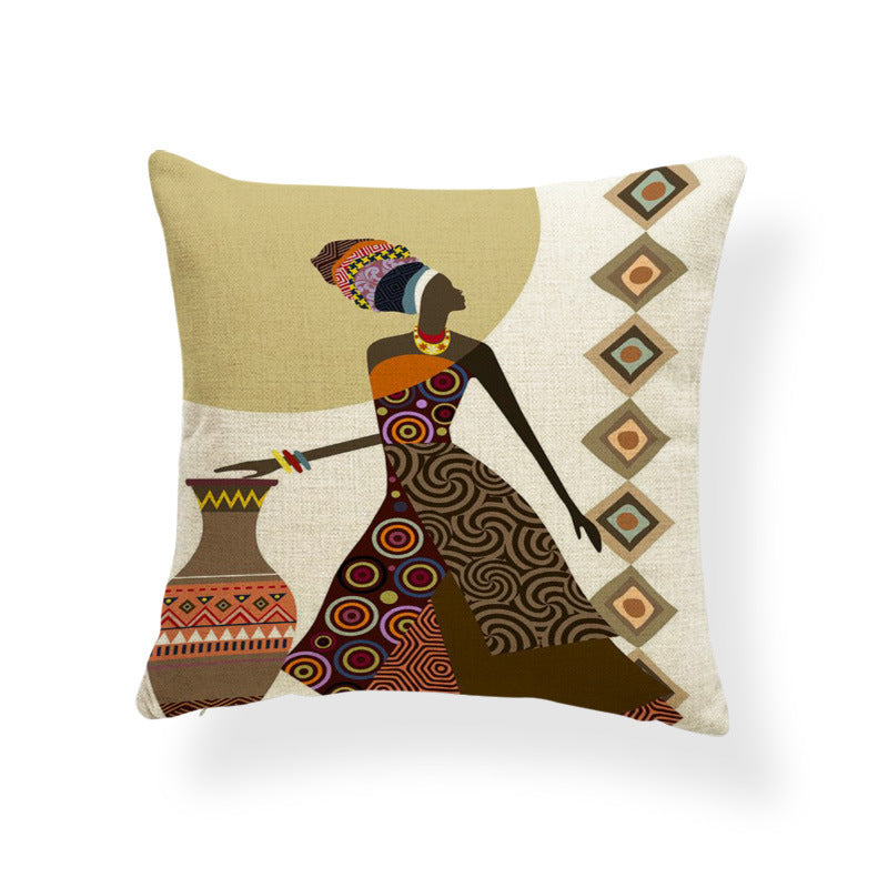 Printed cotton and linen cushion cover - DropOnline.co