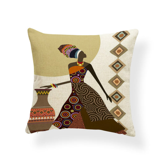 Printed cotton and linen cushion cover - DropOnline.co