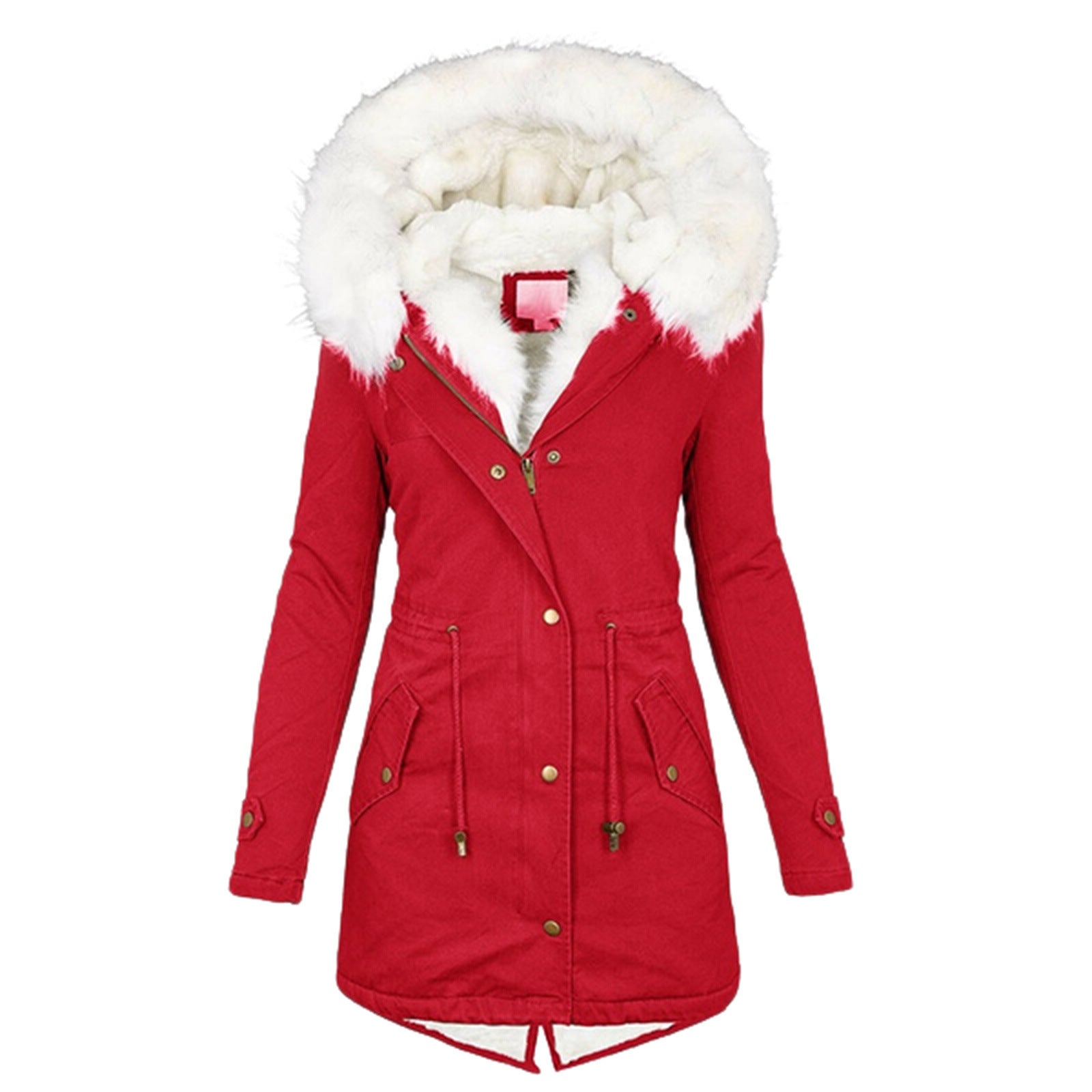 Women's cotton padded jacket with white collar - DropOnline.co