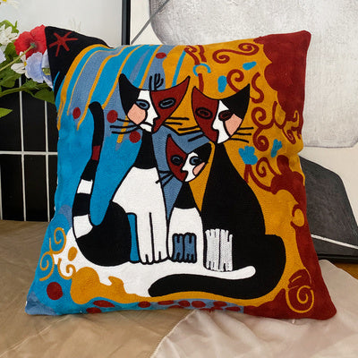 Embroidered Cushion Against Color Three-dimensional Throw Picasso Abstract Pillowcase - DropOnline.co