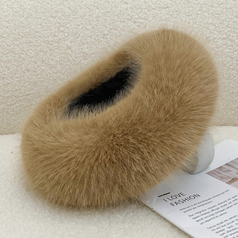 Autumn Winter Fur Hair Ring Hat - Thickened Topless Design - DropOnline.co
