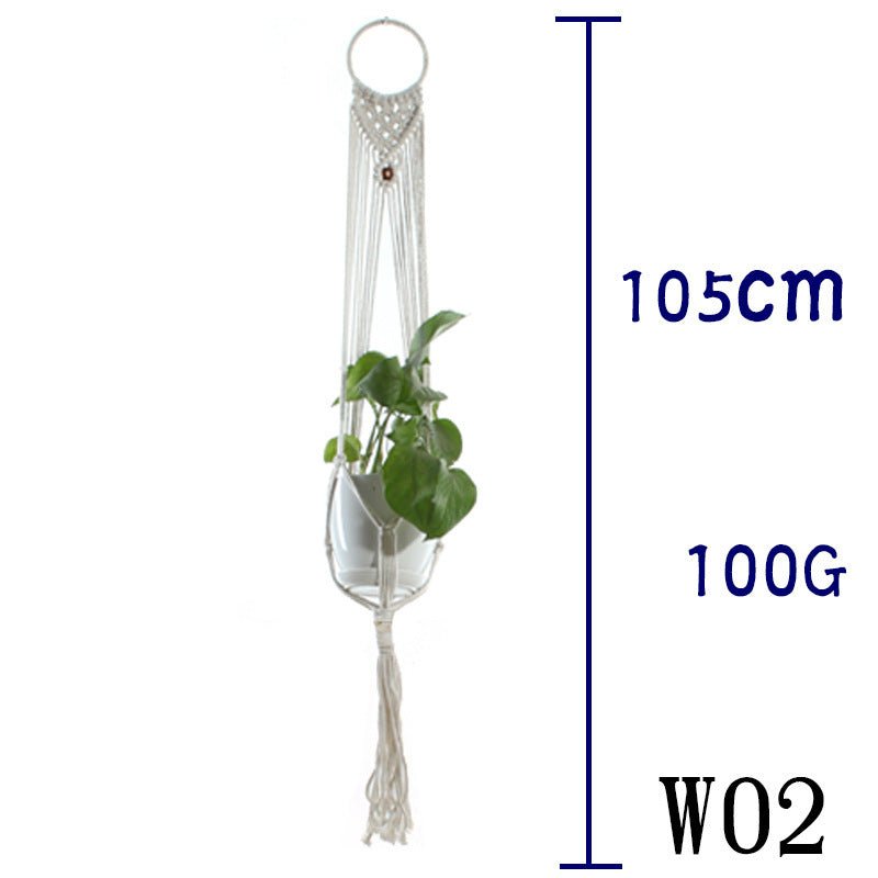 Flower Pot Net Bag Beige Cotton Rope Indoor Plant Hanger Hanging Basket Sling - DropOnline.co