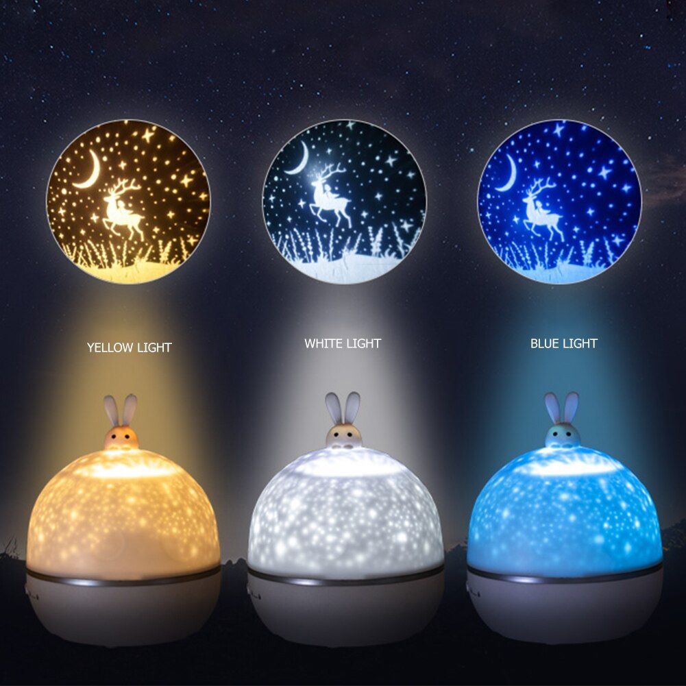 Star Moon Starry Sky Projector LED Night Light for Children Bedroom Decor Remote Control Rotating Baby Flashing Projection Lamp - DropOnline.co