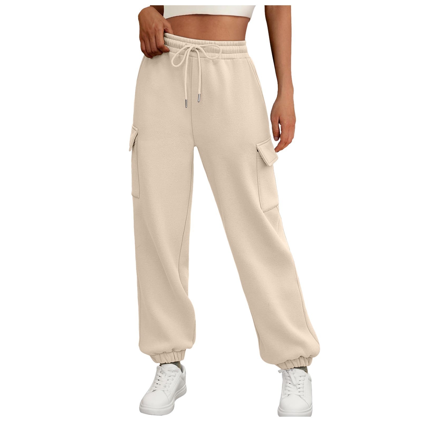 Women's Fleece-Lined Sweatpants - Baggy Athletic Jogger Trousers with Pockets - DropOnline.co