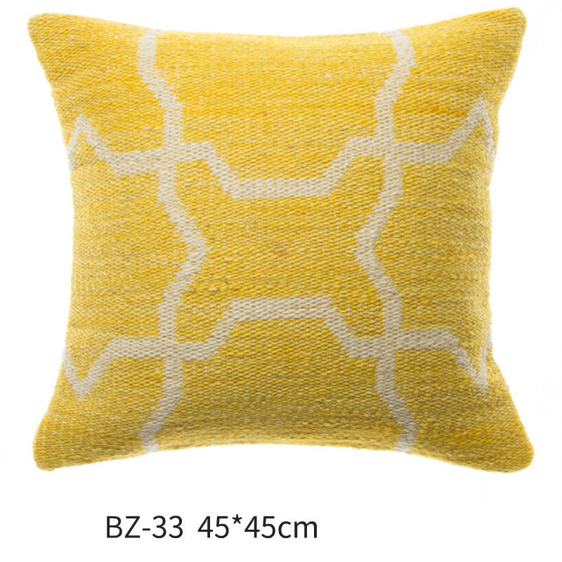 Handmade Wool Pillow Simple Modern American Country Nordic Style Imitation Leather Creative Cushion Cover - DropOnline.co
