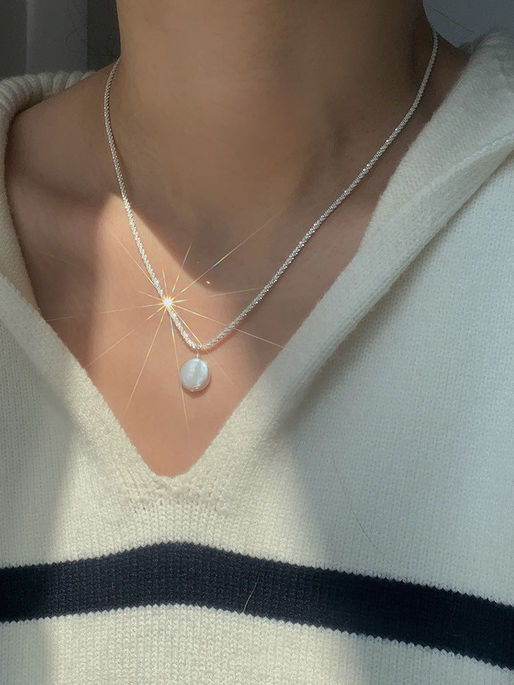 S925 Sterling Silver Baroque Pearl Necklace - DropOnline.co