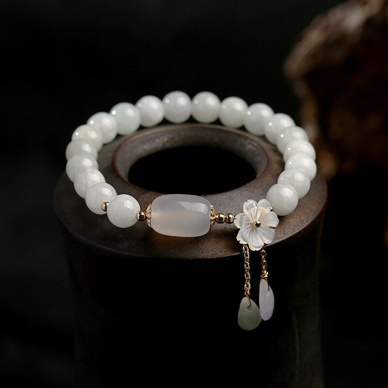 Shell flower jade water drop bracelet - DropOnline.co