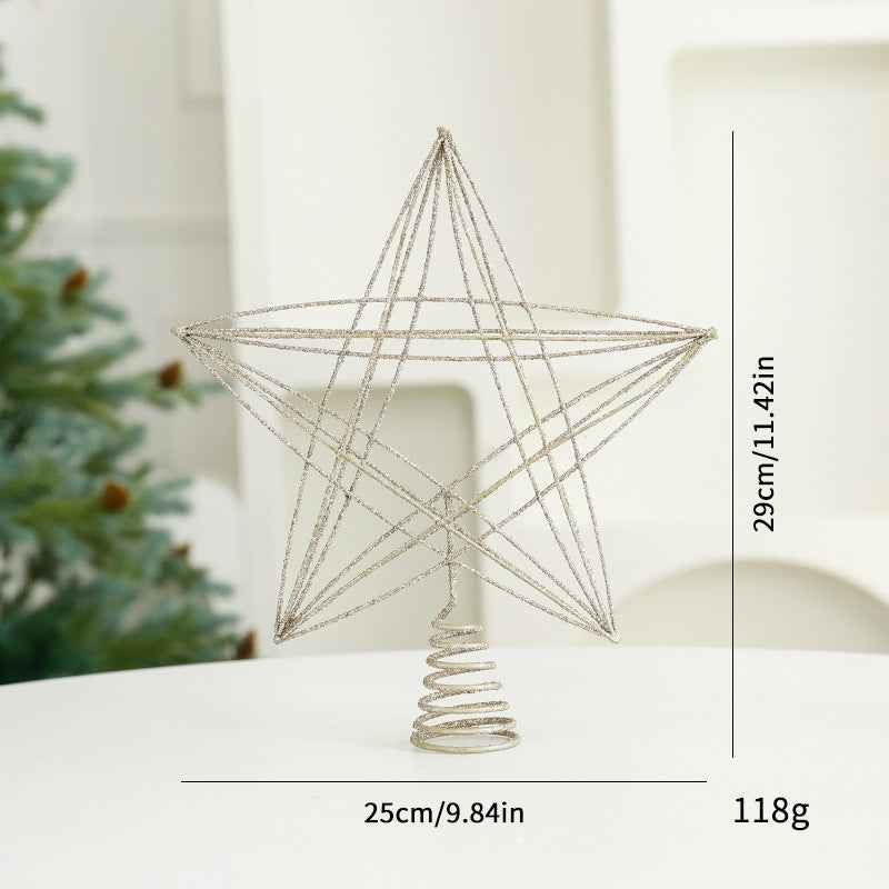 Christmas Metal Star Ornament - Eight Awn Champagne Gold Silver Decoration (25-30cm) - DropOnline.co