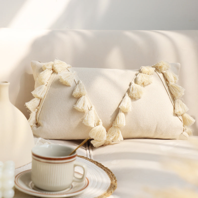 Pillowcase Tufted Pillow Solid Color Cover Waist Cushion - DropOnline.co