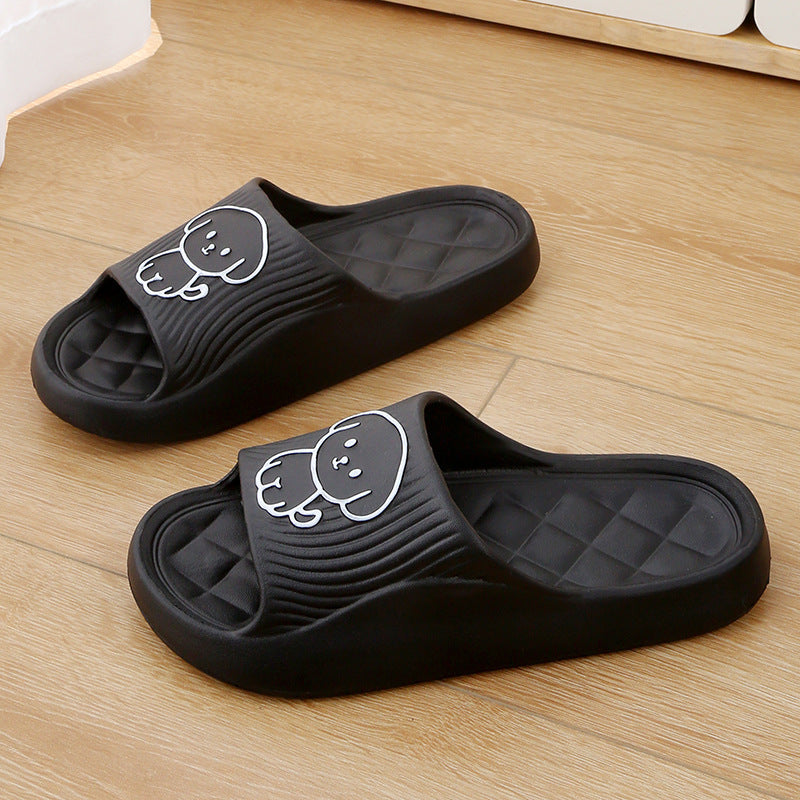 Cute Cartoon Dog Slippers Summer Solid Color Non-slip Rhombus Bathroom Slipper Indoor House Shoes For Men Women Couples - DropOnline.co
