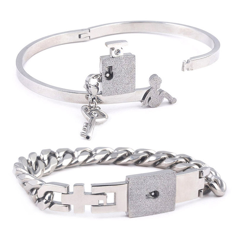 Fashion Jewelry Titanium Steel Couple Love Lock, Bracelet, Key Set, Necklace - DropOnline.co