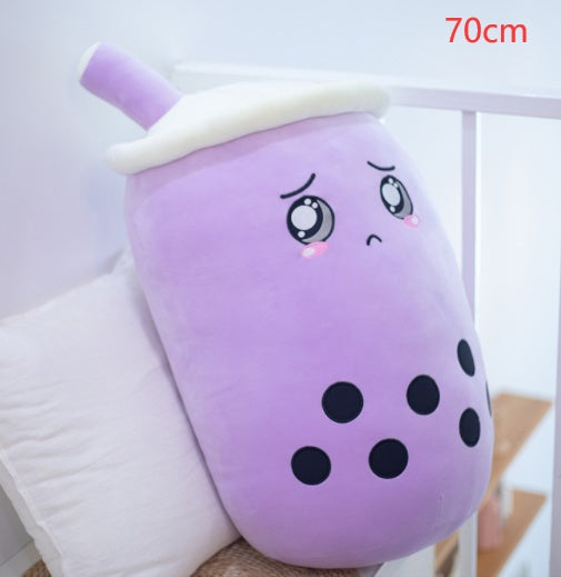 Boba Tea Plush Toy - Cute Strawberry Milk Tea Stuffed Animal Pillow Cushion for Kids - DropOnline.co