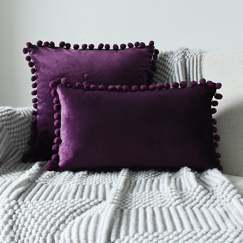 Fur ball velvet sofa cushion pillowcase - DropOnline.co