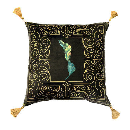 Rainforest Geometric Print Velvet Cushion Cover - DropOnline.co