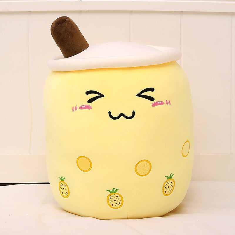 Boba Tea Plush Toy - Cute Strawberry Milk Tea Stuffed Animal Pillow Cushion for Kids - DropOnline.co