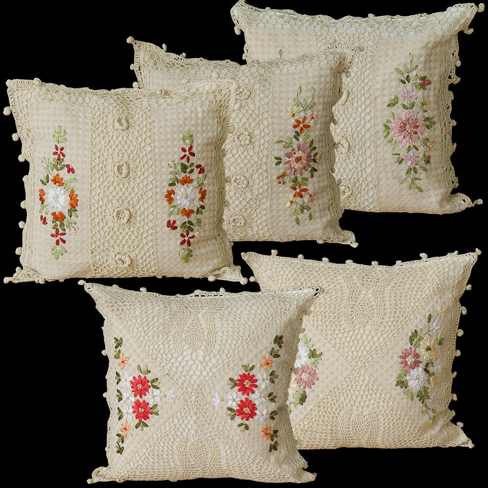Cotton Pillow Case Satin Embroidered Cushion - DropOnline.co