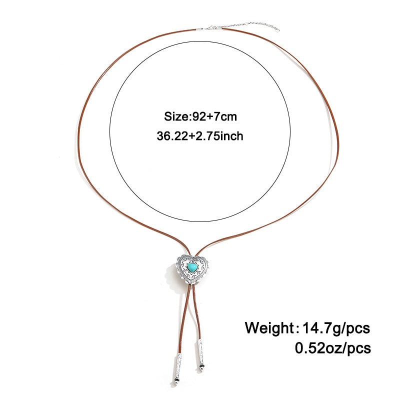 European And American Retro Turquoise Cross Necklace - DropOnline.co