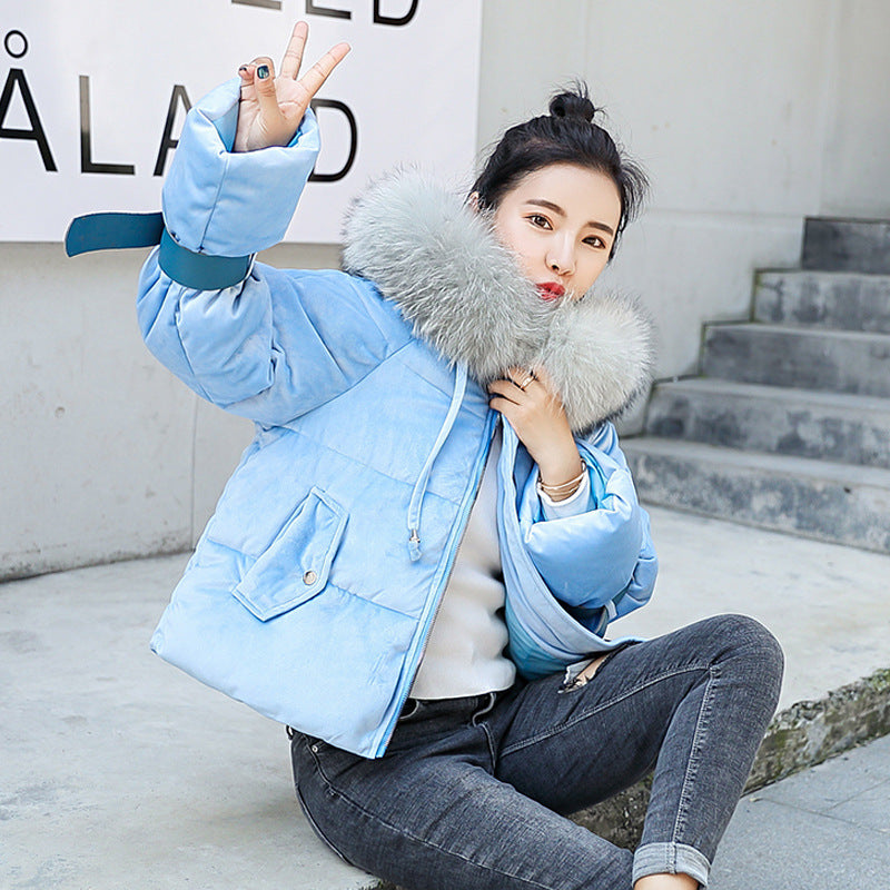 Big fur collar bread coat cotton coat - DropOnline.co