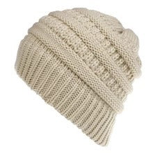 Women's Mixed Color Knitted Wool Hat - Ponytail Beanie - DropOnline.co