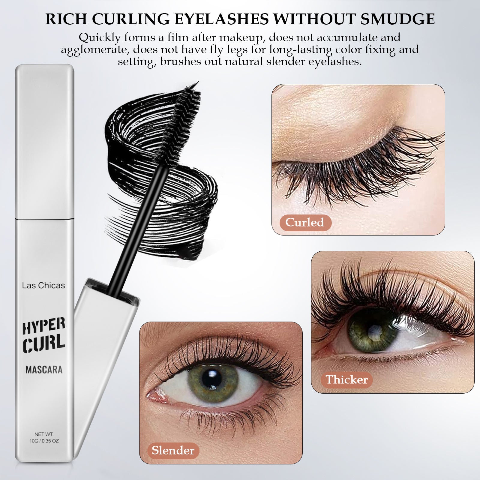 2pcs Las Chicas 12-hour Long-lasting Waterproof 10ml Ultra Volumizing Lengthening Clump-free Oil-proof Black Mascara - DropOnline.co