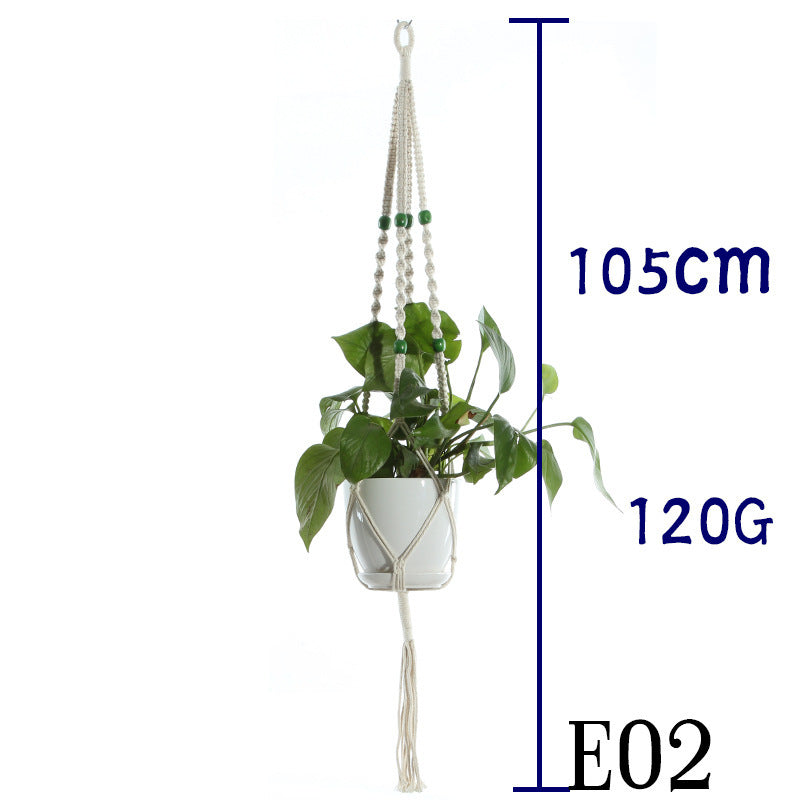 Flower Pot Net Bag Beige Cotton Rope Indoor Plant Hanger Hanging Basket Sling - DropOnline.co