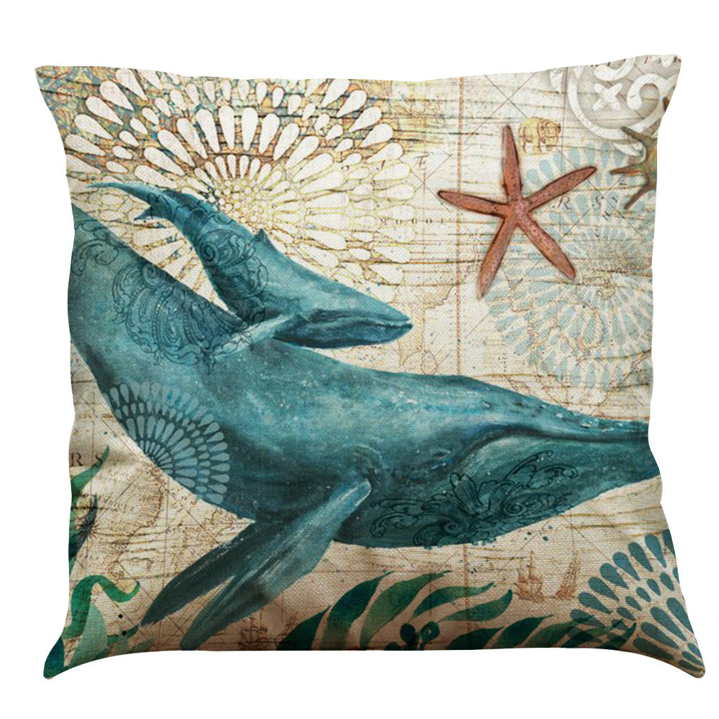 Cushion Covers Sea Turtle Printed Throw Pillow Cases For Home Decor Sofa Chair Seat - DropOnline.co