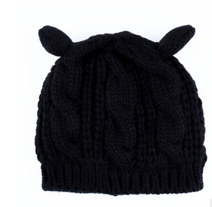 Autumn Winter Cat Ear Knit Beanie - Cute Animal Ear Hat - DropOnline.co