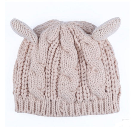 Autumn Winter Cat Ear Knit Beanie - Cute Animal Ear Hat - DropOnline.co