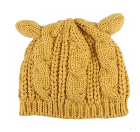 Autumn Winter Cat Ear Knit Beanie - Cute Animal Ear Hat - DropOnline.co