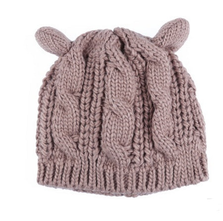 Autumn Winter Cat Ear Knit Beanie - Cute Animal Ear Hat - DropOnline.co
