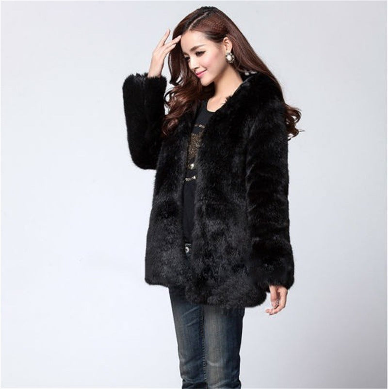 Faux fox fur coat coat warm coat - DropOnline.co