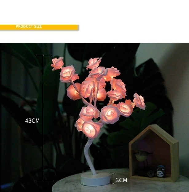 Rose Flower Lamp USB Battery Operated LED Table Lamp Bonsai Tree Night Lights Garland Bedroom Decoration Lights Home Decor - DropOnline.co