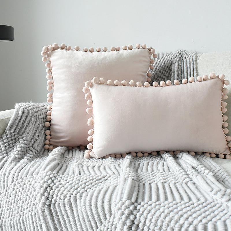 Fur ball velvet sofa cushion pillowcase - DropOnline.co