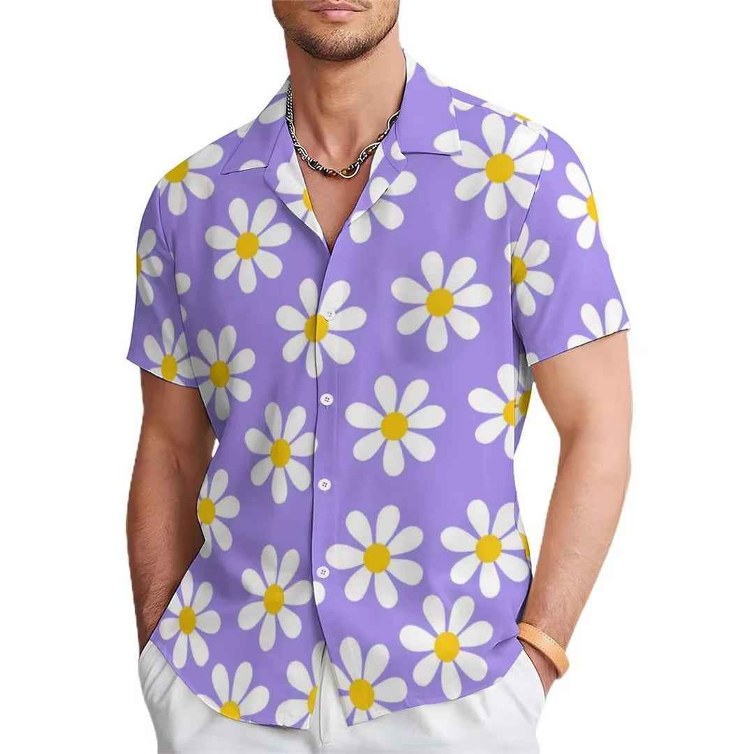 Men's Floral Print Casual Shirt - Special Design Button-Up