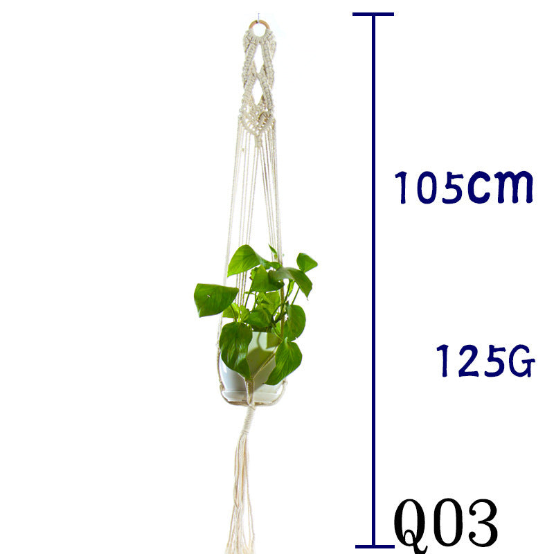 Flower Pot Net Bag Beige Cotton Rope Indoor Plant Hanger Hanging Basket Sling - DropOnline.co