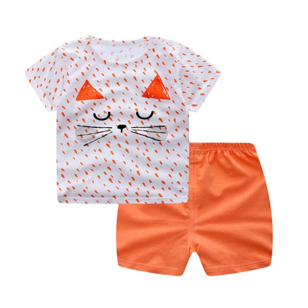 Cartoon Baby Clothing Set - Summer T-Shirt & Shorts Outfit for Boys & Girls - DropOnline.co