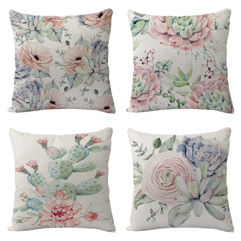 Flowers And Birds Flowers Flax Pillow Car And Sofa Cushion Lumbar Pillow - DropOnline.co