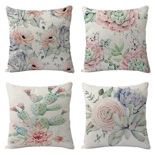 Flowers And Birds Flowers Flax Pillow Car And Sofa Cushion Lumbar Pillow - DropOnline.co
