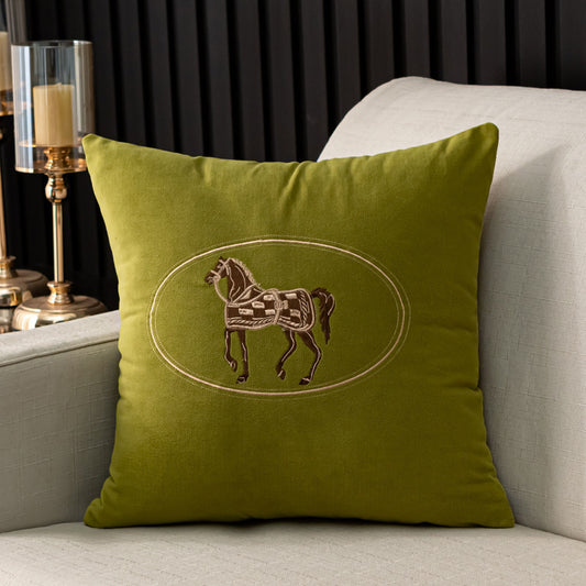Hand-embroidered Cushion Cover Horse Pattern Pillowcase - DropOnline.co